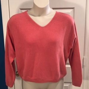Salmon cotton v neck sweater size XL